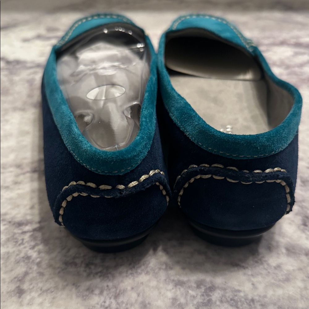 Aerosoles Nu Day Loafers Women 7 Blue Teal Suede Two Tone Flats Driving Mocs - Picture 2 of 4
